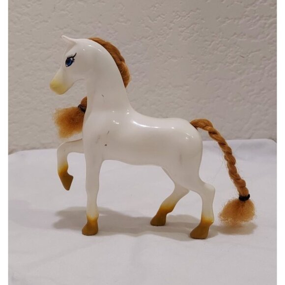 Vintage Marchon? Enchanted Kingdom White Horse Pony Brown Mane Tail Rare - Picture 2 of 5